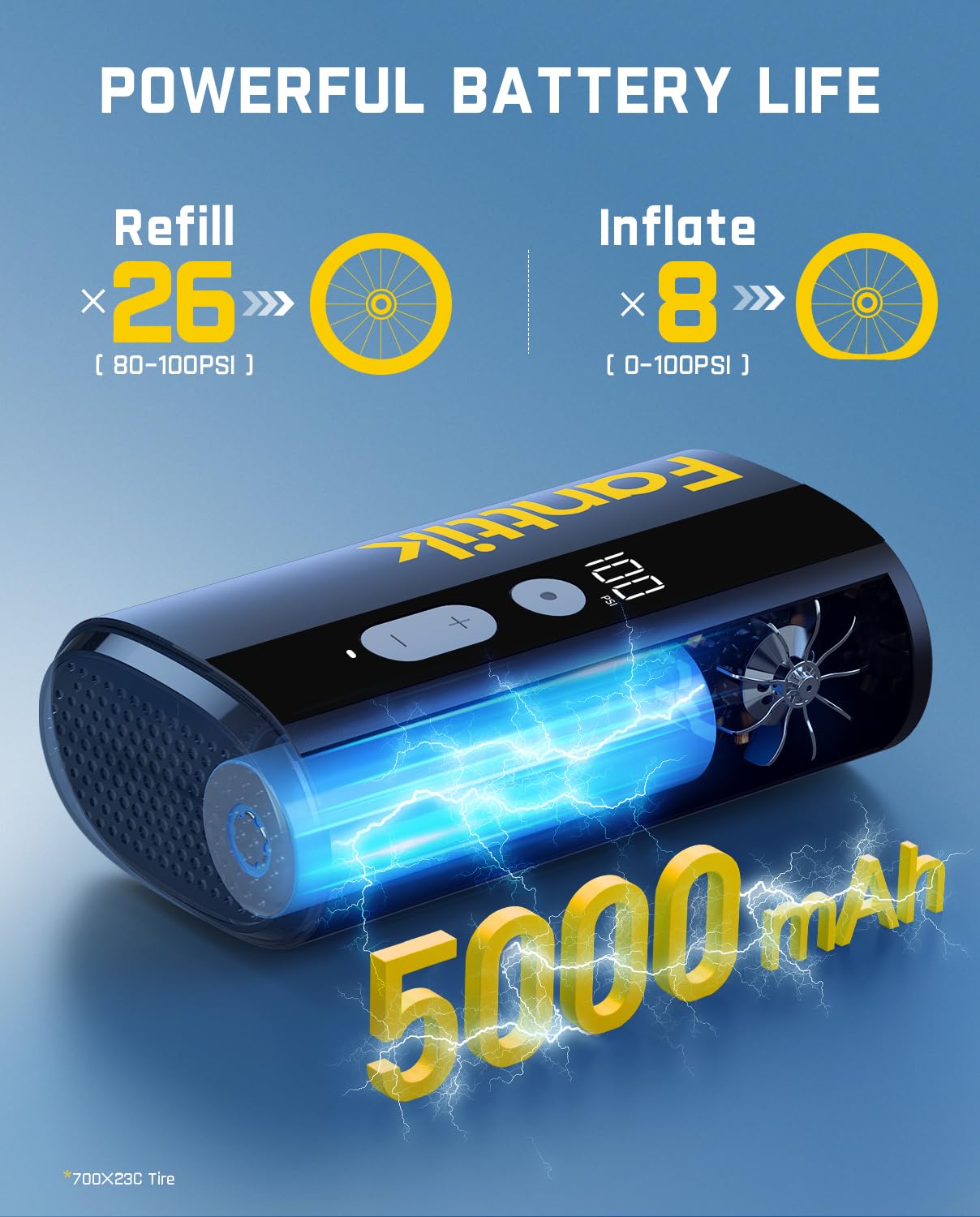 Fanttik X9 Ace Mini Electric Bike Pump, 150PSI, 32s Inflate, Auto Stop