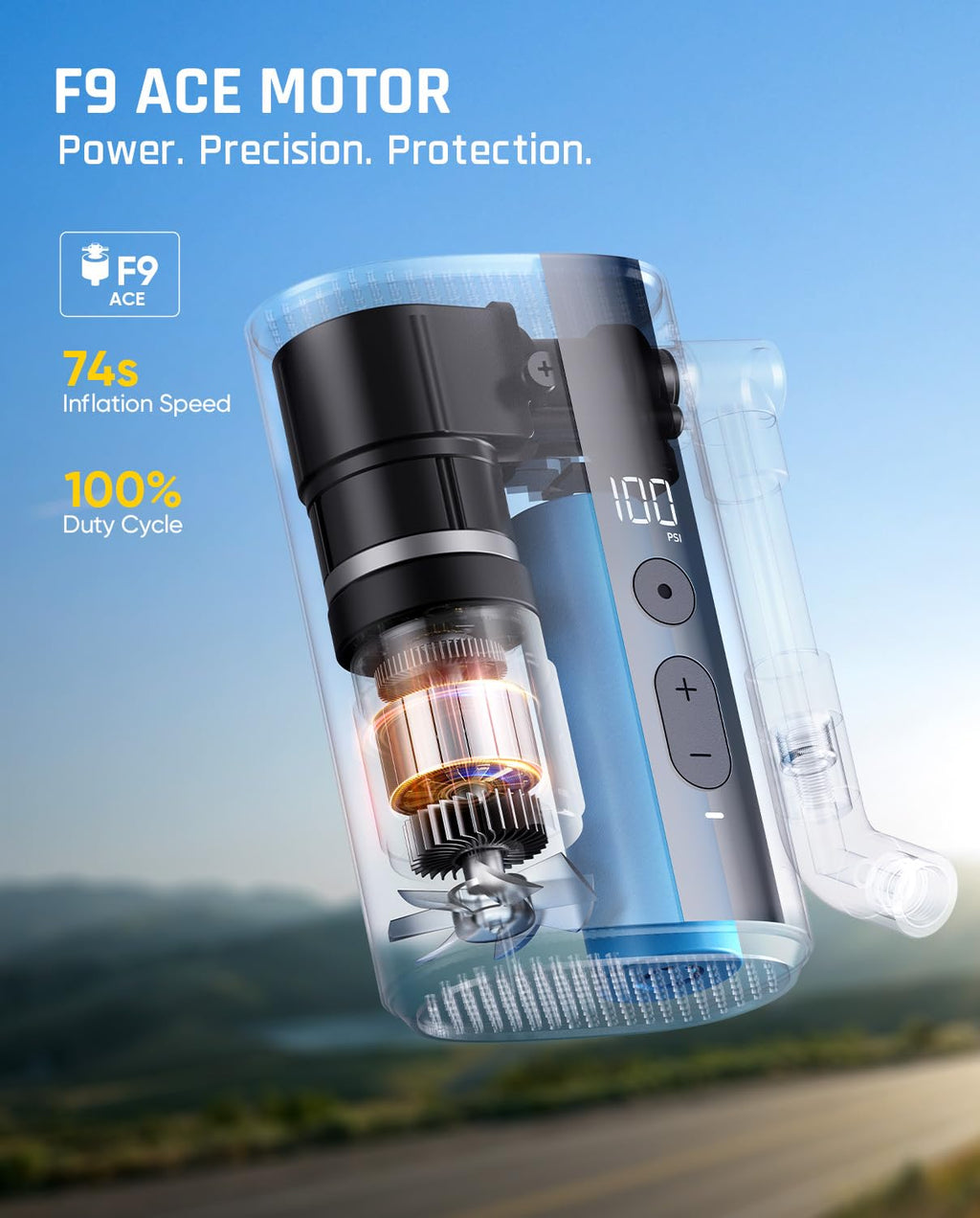 Fanttik X9 Ace Mini Electric Bike Pump, 150PSI, 32s Inflate, Auto Stop